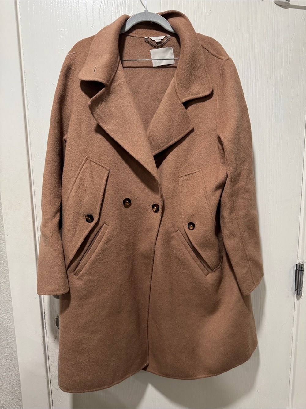 Soia & Kyo Double-Breasted Pea Coat in Camel Brown